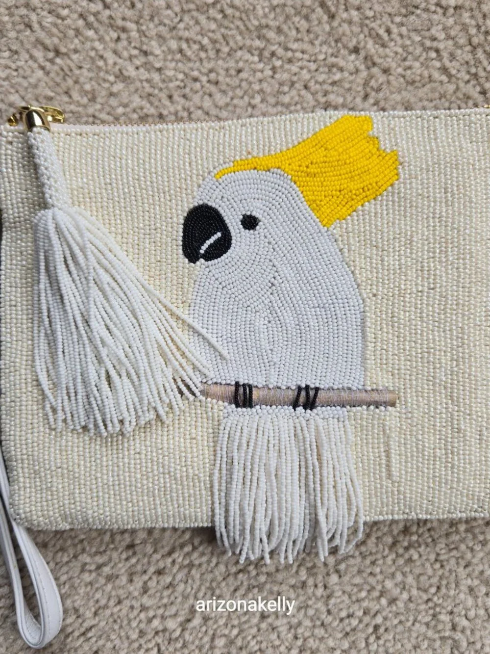 NWT Beaded Cockatoo Clutch Bag Chico's Wristlet Bird - Picture 6 of 11